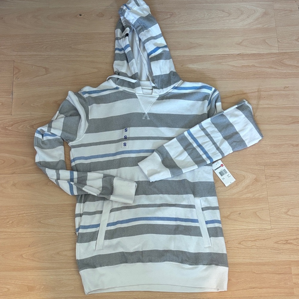 Quiksilver Men's Crewneck Hoodie Sweater - Cream, Gray & Blue